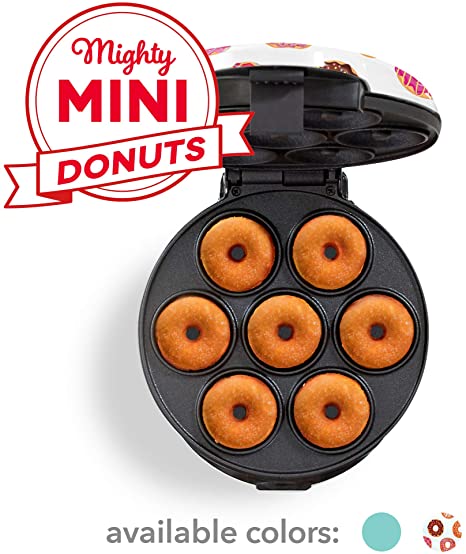 Dash DDM007GBDP04 Mini Donut Maker Machine for Kid-Friendly Breakfast, Snacks, Desserts & More with Non-stick Surface, Makes 7 Doughnuts, White