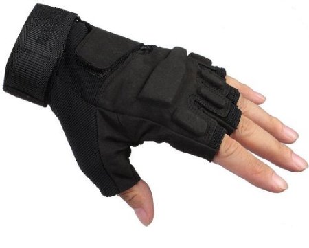 Seibertron® Men's Black S.o.l.a.g. Special Ops 1/2 Finger Light Assault Gloves Tactical Fingerless Half Finger Gloves