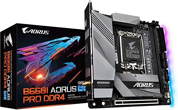 GIGABYTE B660I AORUS PRO DDR4 (B660/ Intel/LGA 1700/ Mini-ITX/ DDR4/ Single M.2/ PCIe 4.0/ USB 3.2 Gen2 Type-C/WiFi 6 802.11ax/ Intel 2.5GbE LAN/Gaming Motherboard)