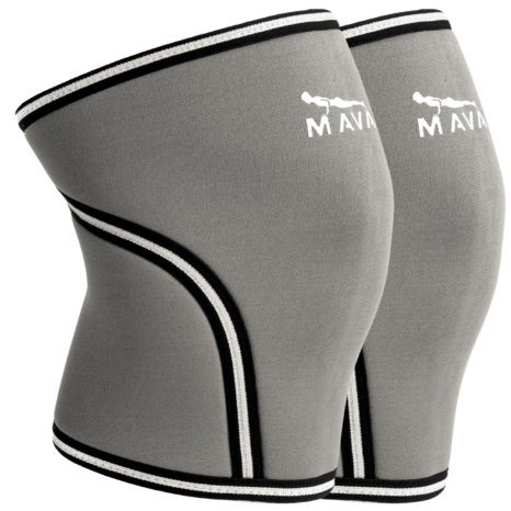 Knee Sleeves Compression & Support Sleeves ( Pair ) for Cross Training WODs, Gym Workout, Weightlifting Fitness Sessions & Powerlifting - 7mm thick Neoprene by Mava Sports