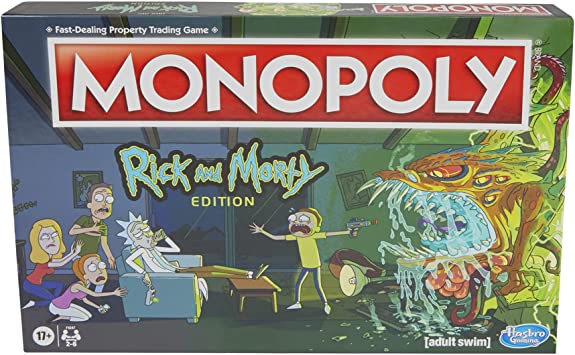 Monopoly: Rick and Morty Edition Board Game, Cartoon Network Game for Families and Teens 17 , Includes Collectible Monopoly Tokens (Amazon Exclusive)