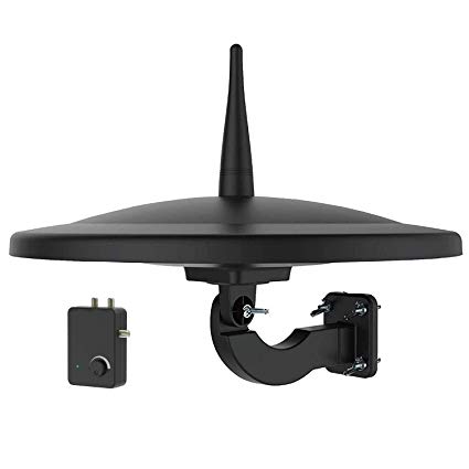 [1byone Concept Series] Omni Directional Outdoor TV Antenna, VHF/UHF 720° Reception UFO Clean Design 150 Miles, Upgrade Exclusive Smartpass Amplified, Indoor/Outdoor/RV/Attic Use