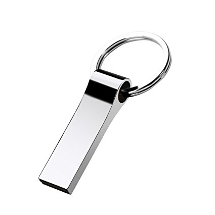 USB Flash Drive, 32GB USB 2.0 Waterproof Memory Stick Pen Drive with Key Ring for PC Computers Tablet - Silver