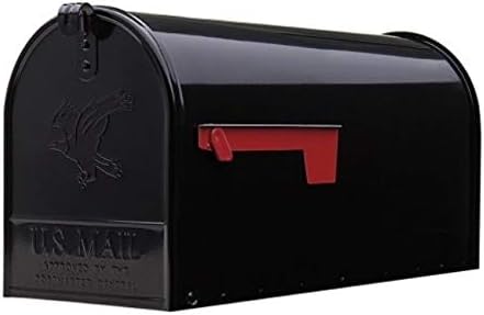 Black Mailbox Large Galvanized Steel Metal US Mail Box Rural Size Outside Curbside Horizontal Farmhouse Classic, 10.547" x 8.413" x 22.266"