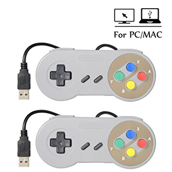Mekela 2 Packs 4.6 feet Classic Retro USB wired Controller Gamepad resembles SNES for Windows PC MAC (Color Color)