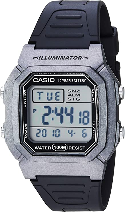 Casio Men's Classic Stainless Steel Quartz Watch with Resin Strap, Black, 18 (Model: W-800HM-7AVCF)