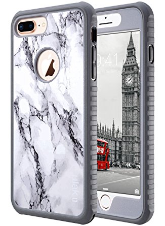 iPhone 8 Plus Case, iPhone 8 Plus Case Marble, ULAK Heavy Duty Shockproof Flexible TPU Bumper Durable Anti-Slip Lightweight Front and Back Hard Protective Safe Grip Cover for Apple iPhone 8 Plus