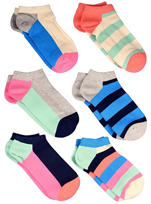 HAPPY SOCKS WOMENS 6 PACK LOW CUTS COMBED COTTON SEAMLESS TOE