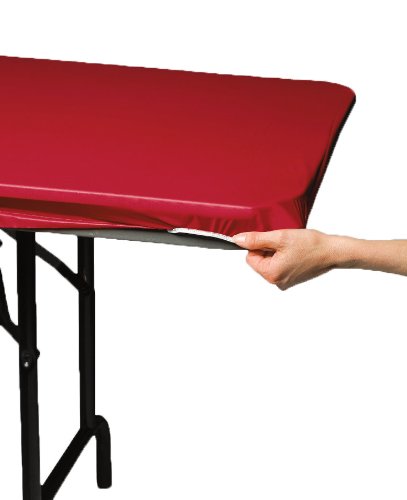 Creative Converting Plastic Stay Put Banquet Table Cover, 29 by 72-Inch, Regal Red