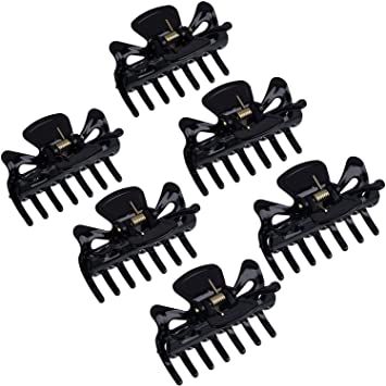 6 Pieces Plastic Hair Clips Claw Women Hair Claw Clamps Hairpin (Black)