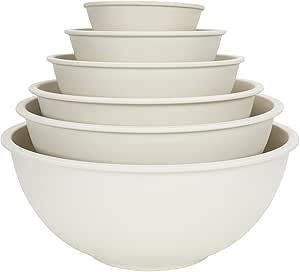 Chef Craft Eco Bamboo Fiber Mixing Bowl Set, 6 Piece Set, Natural