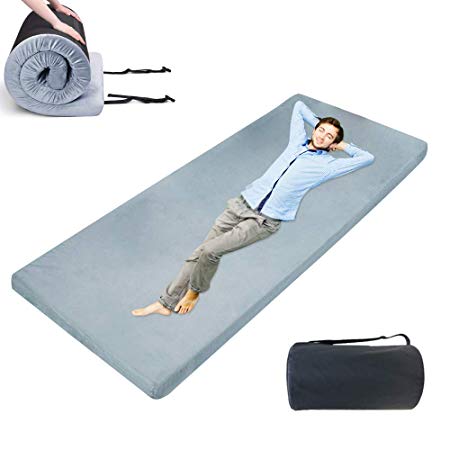 ibigbean Portable Sleeping Pad Memory Foam Camping Mattress for Camping Sleeping Pad, Guest Bed Lightweight, Outdoor Cot Pad Foam Portable Bed, Cover Removable, Come with Travel Bag(72x24x2.6in)