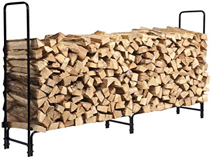 KINGSO 8ft Firewood Rack Outdoor Heavy Duty Log Rack Firewood Storage Rack Holder Steel Tubular Easy Assemble Fire Wood Rack for Patio Deck Log Storage Stand for Outdoor Fireplace Tool