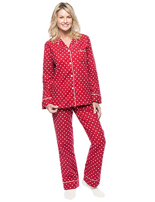 Noble Mount Womens Premium 100% Cotton Flannel Pajama Sleepwear Set