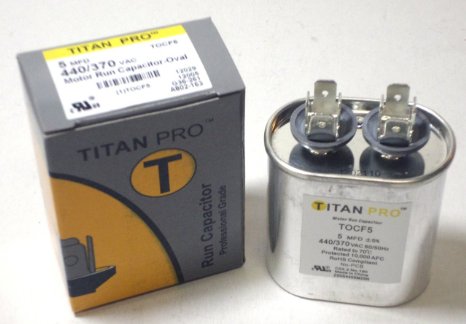 Titan Pro - Capacitor 5mfd 370/440v Oval - Replacement for Trane, Lennox, Carrier, York, Goodman