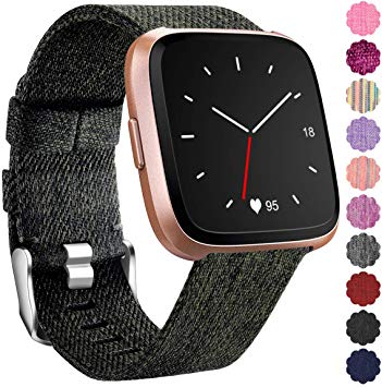 Maledan Replacement for Fitbit Versa Bands Women Men Large Small, Woven Fabric Accessories Strap Wrist Band Compatible with Fitbit Versa Smart Watch/Versa 2/Fitbit Versa Lite/Versa Special Edition