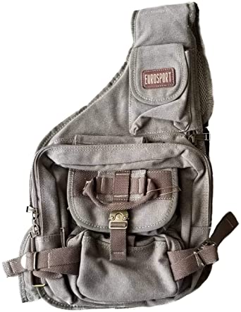 Eurosport Canvas Urban Sling Crossbody Backpack Bag (Putty)