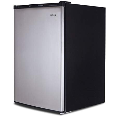 Della | Single Reversible Door Portable Mini Fridge | Mini Refrigerator Freezer | 3.0 Cubic Feet | Stainless Steel | SV