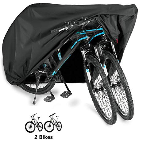 WAEKIYTL Bike Cover Outdoor Waterproof XL Bicycle Cover for 2 Bikes Motorcycle Covers 210D Oxford Fabric Rain Sun UV Dust Wind Proof for Mountain Road Electric Bike Tricycle