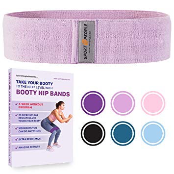 Sport2People Exercise Band for Legs and Butt with Free Booty Workout Ebook - Fabric Resistance Loop Bands Set for Booty and Hips, Strength Training, Home Gym, Fitness