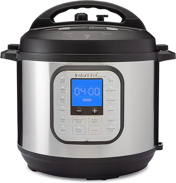 Instant Pot Duo Nova 7-in-1 Smart Cooker 10 L - Elektrischer Mehrzweck-Schnellkochtopf, Schongarer, Reiskocher, Sauteuse, Joghurtbereiter, Dampfgarer & Speisenwärmer, Edelstahl Silber