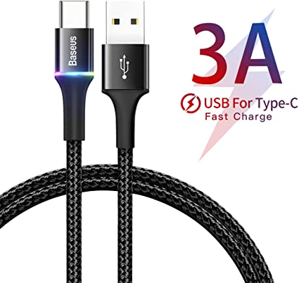 Baseus USB C Cable, Type C Fast Charger 1M 3A Charging Cable Braided Compatible for Samsung Galaxy S10 S9 S8 S20 Plus A3 A5 Note 10 9 8, Huawei P10 P9, Google Pixel, Sony XZ, HTC 10