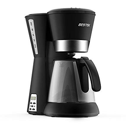 BESTEK 12 Cups Drip Coffee Maker Keep Warm Coffee Machine Permanent Coffee Filter Programmable 24H, 1.5L, 1000W - Black