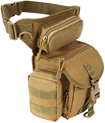 Jueachy Drop Leg Bag for Men Anti-Shock Molle Waist Pack Tactical Military Thigh Pouch