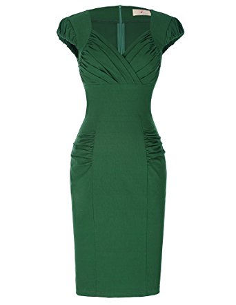 GRACE KARIN Women's 50s Vintage Pencil Dress Cap Sleeve Wiggle Dress CL7597