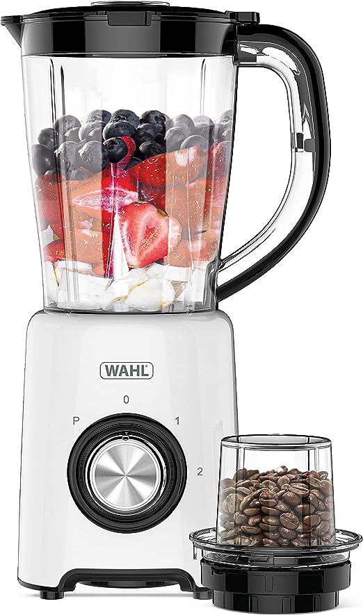 Wahl Table Blender, 1.5 Litre, Plastic Jug, Grinder Attachment, 2 Speed, Pulse Setting, Dishwasher Safe Parts, Easy Clean, Stain Resistant, Make Smoothies Shakes Soups Sauces, Quick Blending