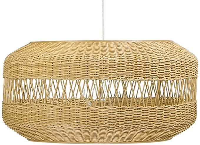 KOUBOO 1050074 Open Weave Candy Wicker Pendant Lamp, 19.25" x 19.25" x 9.75", Natural Brown