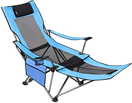 OUTDOOR LIVING SUNTIME Camping Folding Portable Mesh Chair with Removabel Footrest
