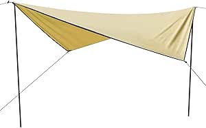 YSSOA Camping Tarp Waterproof with Poles, Hammock Rain Fly Lightweight, Backpack Tarp Portable, Tent Tarp for Camping, Emergency Shelter Tarp, UV Protection, 210T Polyester, 11.8 x 9.5 ft, Beige