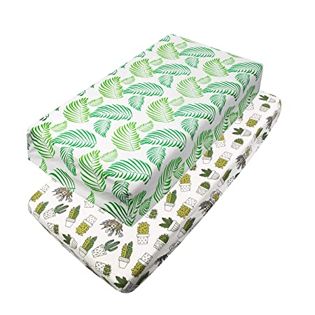 ALVABABY Changing Pad Covers 2pack 100% Organic Cotton Soft and Light Baby Cradle Mattress for Boys and Girls 2TCZ02