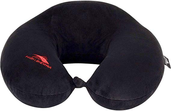 High Sierra HS1218 - Travel Pillow with 100% Pure Memory Foam - Relieves Painful Pressure Points - Exceptional Neck Support - Extra Soft Plush - Washable Cover - Perfect for Flights & Road Trips