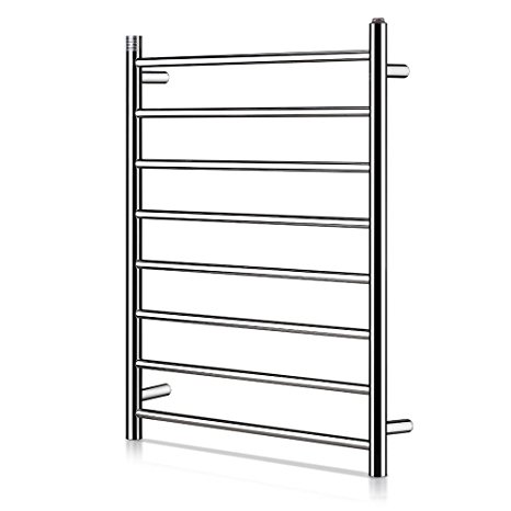 Homeleader Towel Warmer and Drying Rack, L34-003 Heated Stainless Steel Towel Rack, Wall-mounted, 8 Bars & chrome