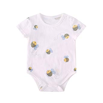 pureborn Baby Boys Bodysuit Short Sleeve Cute Cotton Onesie Outfit 0-24 Months