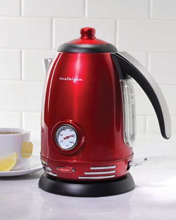 Nostalgia RWK150 Retro Series 1.7-Liter Stainless Steel Electric Water Kettle with Strix Thermostat