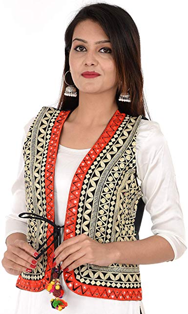 Craft Trade Cotton Traditional Embroiderd Handmade Long Kutchi Jacket For Womens/Girl's (Bust Size-40 Inches,Length 20 Inches)