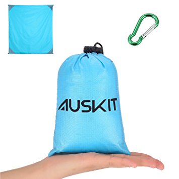Outdoor Blanket, Waterproof Picnic Mat for Beach, Camping, Traveling and Hiking, Pocket Blanket with Corner Pockets, Loops and Bag by LITAUS