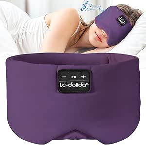 LC-dolida Sleep Mask with Bluetooth Headphones, Ice Silk Sleep Mask with Bluetooth 5.4, Total Blackout Eye Mask for Sleeping, Soft Sleep Mask for Women Men, All Night Sleep, Travel(Purple)