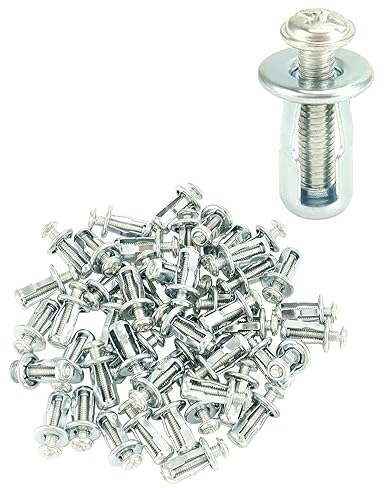 QWORK M4 x 20 Jack Nuts Expansion Nut, 50 Pack Petal Nuts with Screws Assembly, for Applications with Thin Soft or Brittle Materials