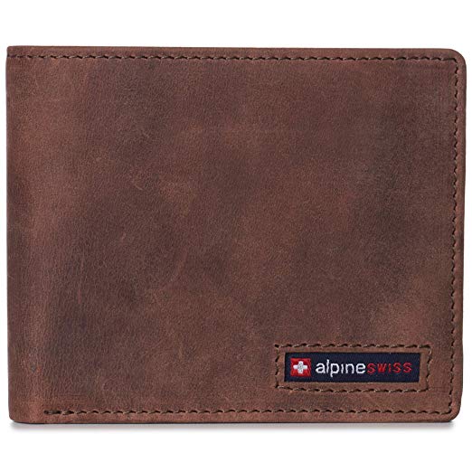 Alpine Swiss Mens Nolan Bifold Commuter Wallet RFID Safe