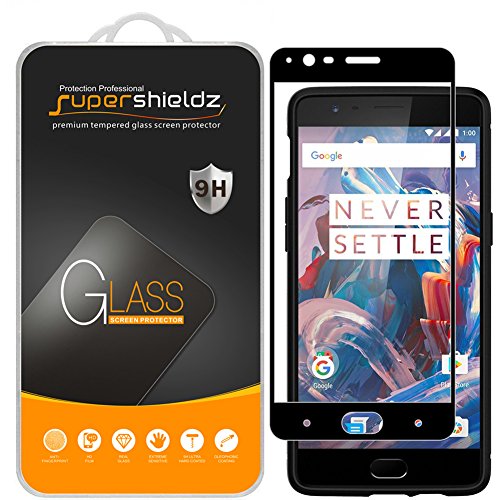 [2-Pack] Supershieldz For OnePlus 3 / OnePlus 3T Tempered Glass Screen Protector, [Full Screen Coverage] Anti-Scratch, Bubble Free, Lifetime Replacement Warranty (Black)