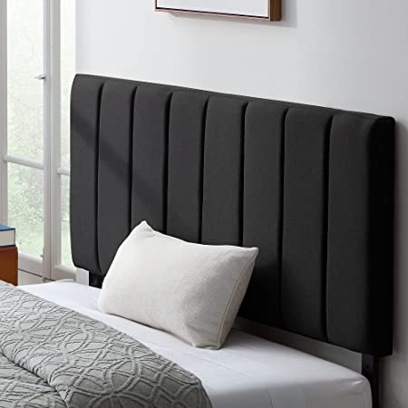 Lucid Mid-Rise Vertical Channel-Upholstered Headboard-Adjustable Height from 36” to 48”, King/Cal King, Black