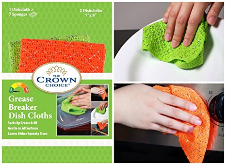 ODOR-FREE Cleaning Dish Cloth Scrubber with Scrubbing Scour Side (3 Pks of 2) | Sanitary Washcloth or Rag | Durable Long Lasting Dishcloths | Sanitary Unlike Kitchen Sponges and Cotton Rags