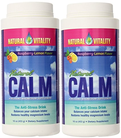 Natural Vitality Natural Calm Magnesium, Powder, Raspberry Lemon 16 Ounce 2-Pack