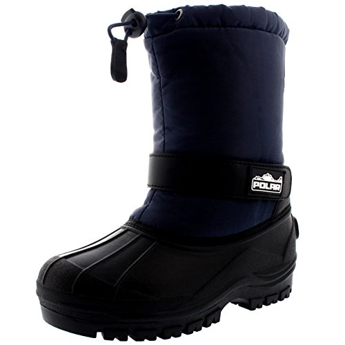 Polar Products Unisex Kids Pull On Drawstring Closure Nylon Winter Snow Rain Boots