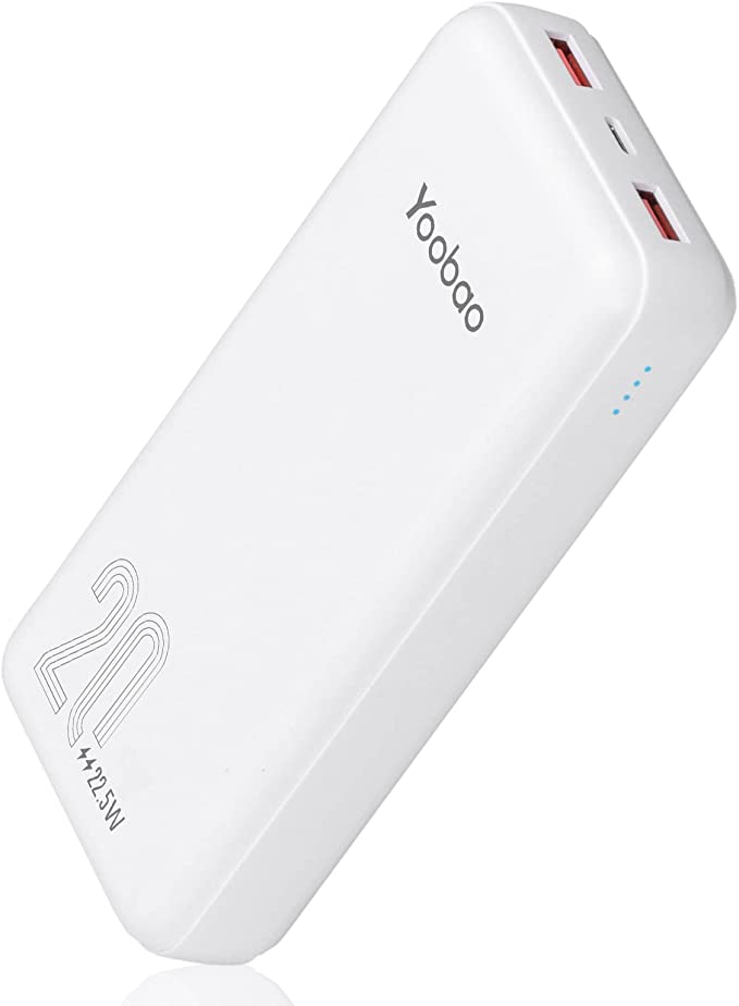 Portable Charger, Yoobao 20000mAh USB C Power Bank 22.5W PD 3.0 Fast Charging, External Battery Pack with 3 Outputs Battery Pack Compatible with iPhone 13 12 11 X Samsung iPad Android - White