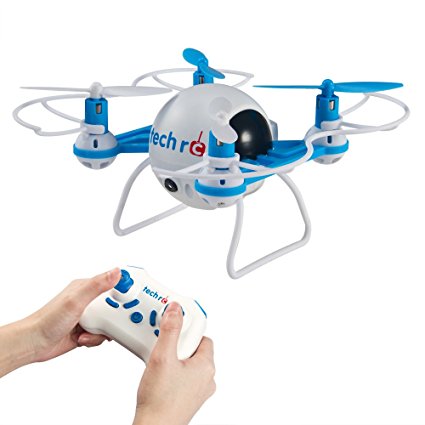 TechRC Mini Bee RC Quadcopter Drone,2.4GHz RC Micro Helicopter with 3D Flip Headless Mode 2MP HD Camera-Blue